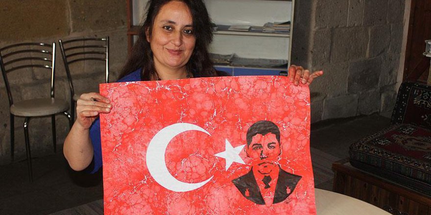 Şehit Ömer Halisdemir'i ebruyla resmetti