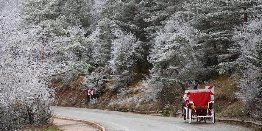 Abant'ta kar yağışı tefekkürlük manzaralara sebep oldu