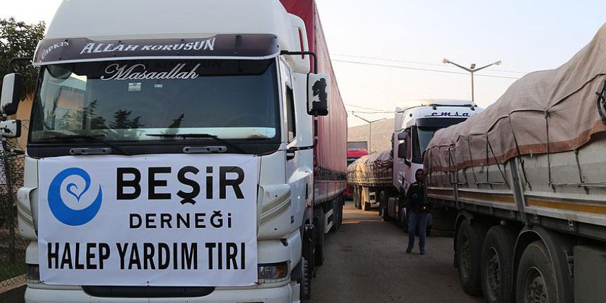 Trabzon'da Halep İçin 5 tır gıda ve giyecek yardımı