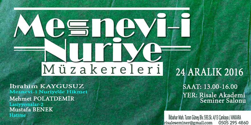 'Mesnevi-i Nuriye'de Hikmet' semineri