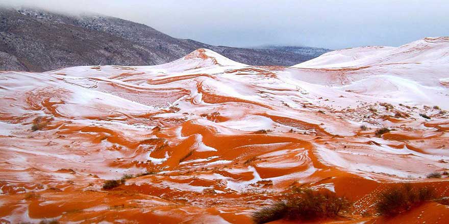 Sahra Çölü'ne de kar yağdırıldı