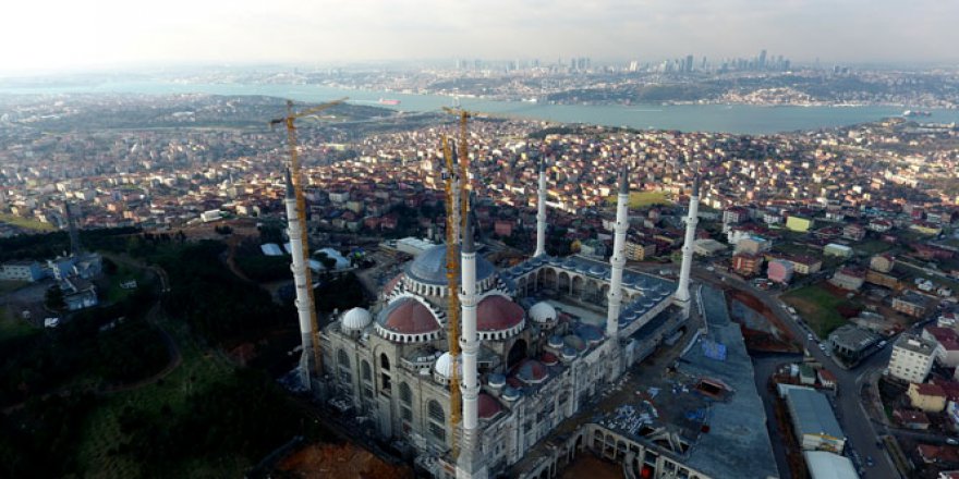 Çamlıca Camii'nde son durum havadan görüntülendi