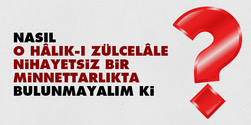 Nasıl o Hâlık-ı Zülcelâle nihayetsiz bir minnettarlıkta bulunmayalım ki