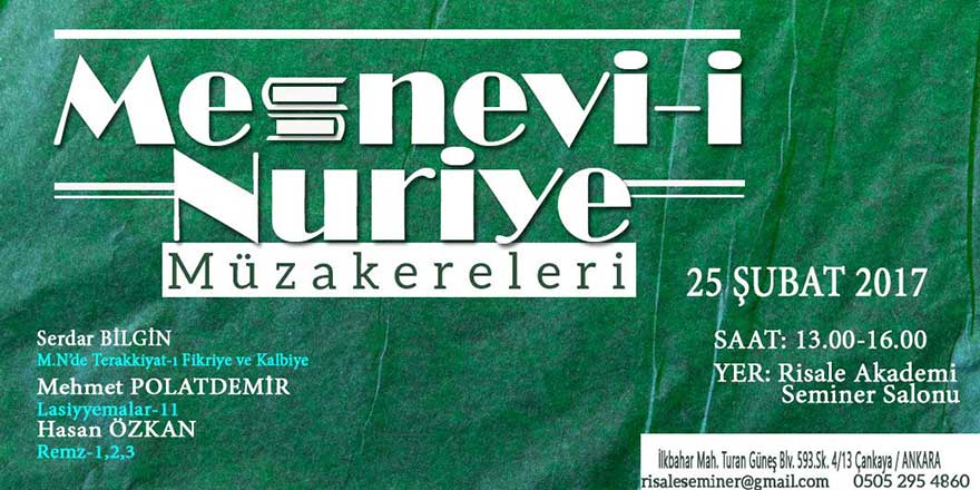 Mesnevi-i Nuriye'de terakkiyatı-ı fikriye ve kalbiye  semineri