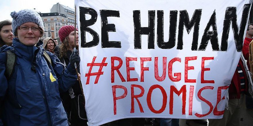 Brüksel'de sığınmacılara destek gösterisi