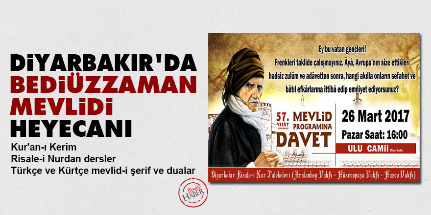 Diyarbakır'da Bediüzzaman Mevlidi heyecanı