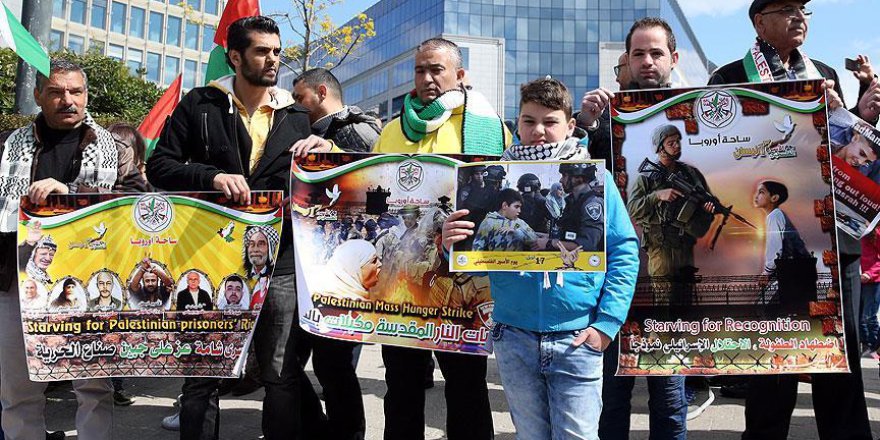 Brüksel'de Filistinli mahkumlara destek gösterisi