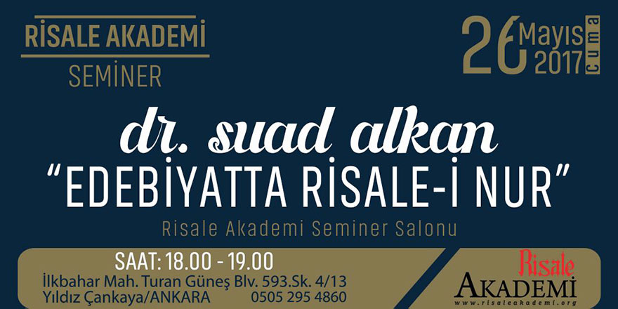 Son Şahitlerden Dr. Suad Alkan 'Edebiyatta Risale-i Nur'u anlatacak