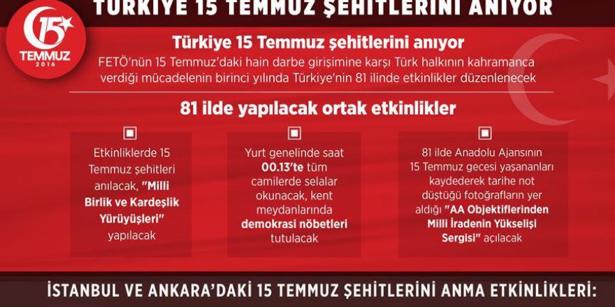 Türkiye 15 Temmuz şehitlerini anıyor