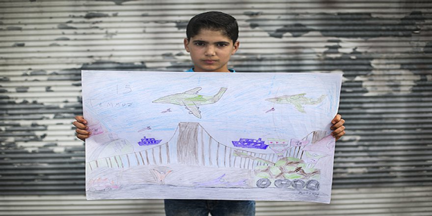 Suriyeli çocuklar 15 Temmuz'u resmetti
