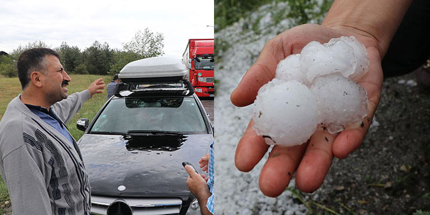Edirne'de cam kıran, kaporta ezen dolu yağdırıldı