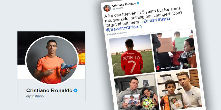 Ronaldo'dan 'Suriyeli çocukları unutma' çağrısı