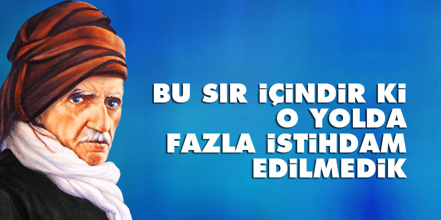 Bediüzzaman: Bu sır içindir ki, o yolda fazla istihdam edilmedik