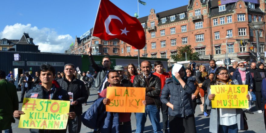 Danimarka'da Myanmar protestosu