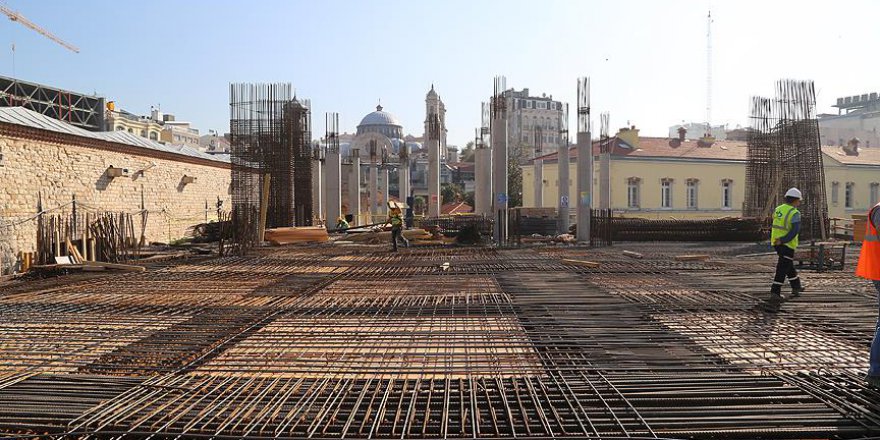 Taksim'e yapılan cami yükseliyor