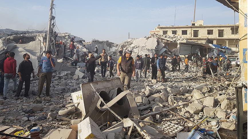 Halep'te pazar yerine hava saldırısı: 53 ölü