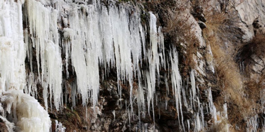 Ardahan'da şelale dondu