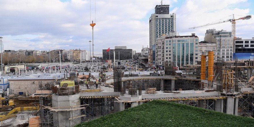 Taksim'e yapılan caminin inşaatı yükseliyor