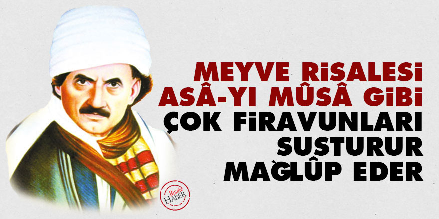 Bediüzzaman: Meyve Risalesi, Asâ-yı Mûsâ gibi, çok firavunları susturur, mağlûp eder