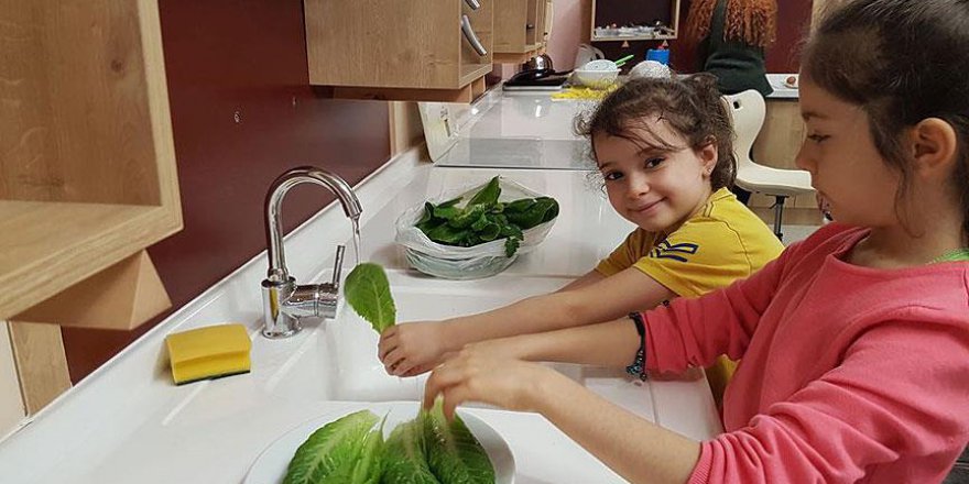 Okul bahçesinde hasat sevinci