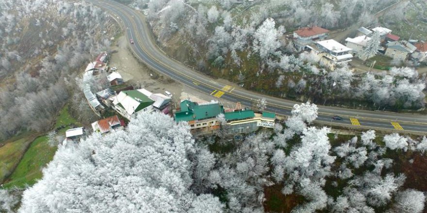 Bolu Dağı'nın kar manzarası havadan görüntülendi