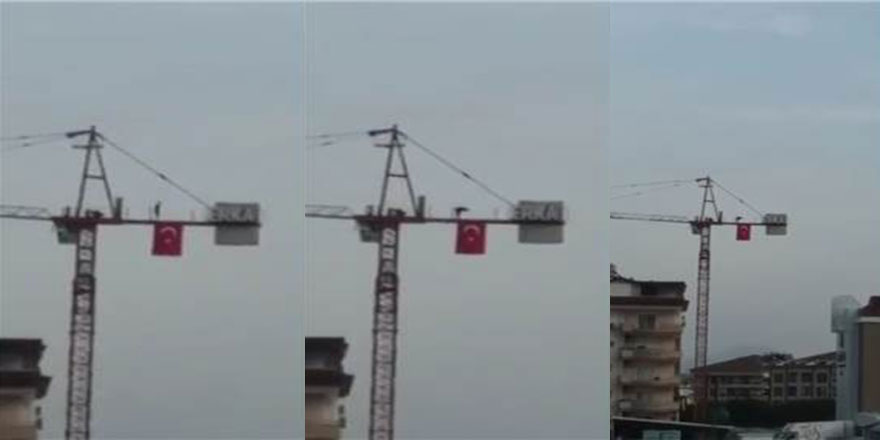 Metrelerce yüksekteki vinç üzerinde namazını ihmal etmedi