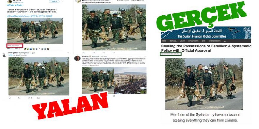 PYD/PKK destekçileri, Esed askerlerinin hırsızlığını TSK'ya mal etmeye çalıştı