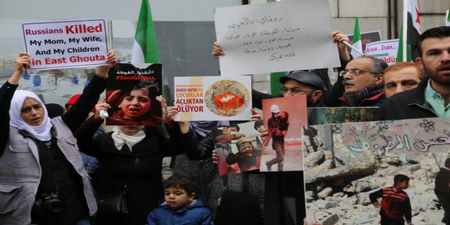 İstanbul'da Doğu Guta ve Esed yürüyüşü