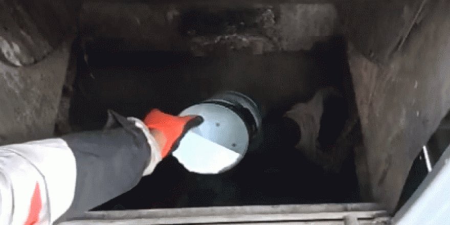 Ekmeklerini yeraltı çöp konteynerinden çıkarttılar