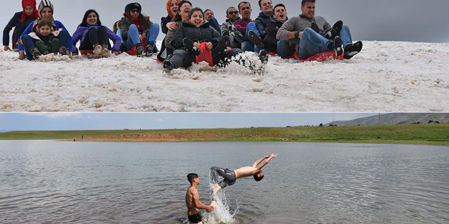 İki mevsimi bir arada yaşıyorlar