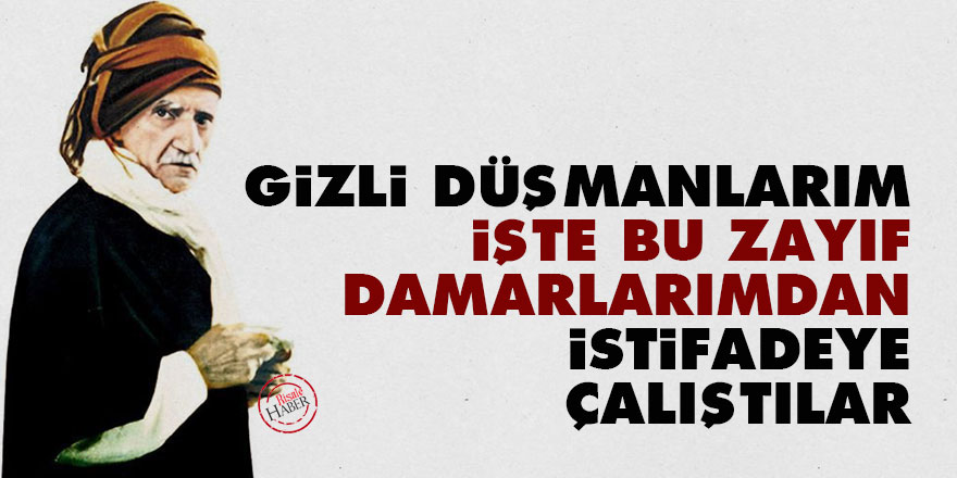 Bediüzzaman: Gizli düşmanlarım işte bu zayıf damarlarımdan istifadeye çalıştılar