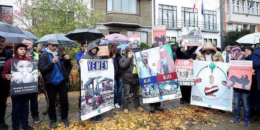 Suudi yönetimine Brüksel'de Yemen protestosu