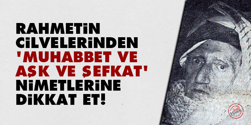 Bediüzzaman: Rahmetin cilvelerinden 'Muhabbet ve aşk ve şefkat' nimetlerine dikkat et!