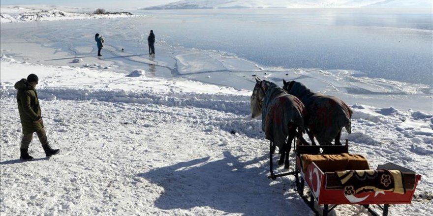 Doğu Anadolu'nun en büyük ikinci gölü dondu