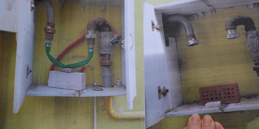 Sitenin doğal gaz sayacına bahçe hortumuyla kaçak doğal gaz bağlamış