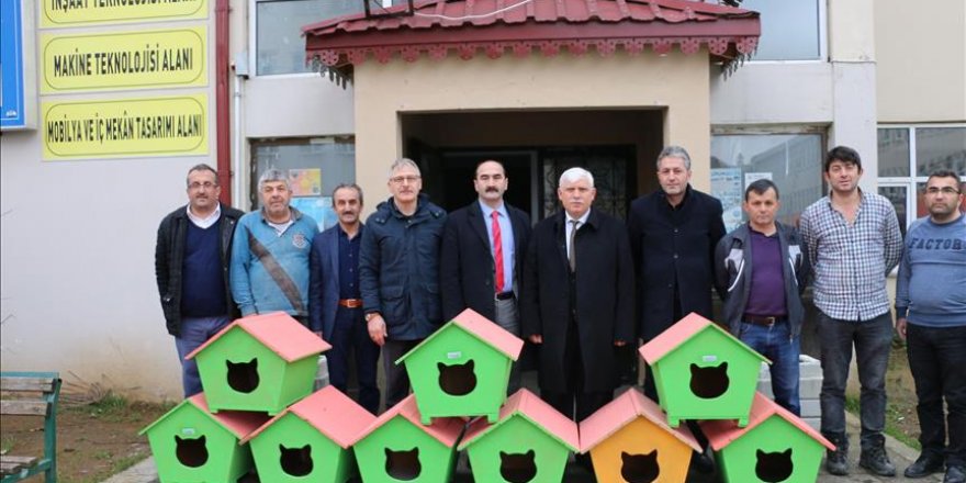 Trabzonlu öğrenciler kedilere yuva yaptı