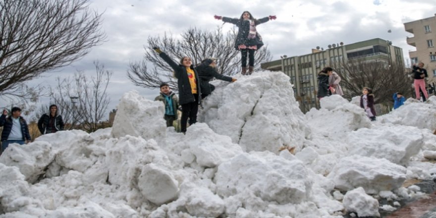 Şanlıurfalı çocuklar Karacadağ'dan gelen karla keyif yaptı