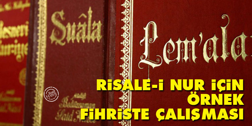 Risale-i Nur için örnek fihriste çalışması