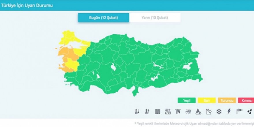 Renkli kodlu ilk meteorolojik uyarı Marmara ve Kuzey Ege için yapıldı