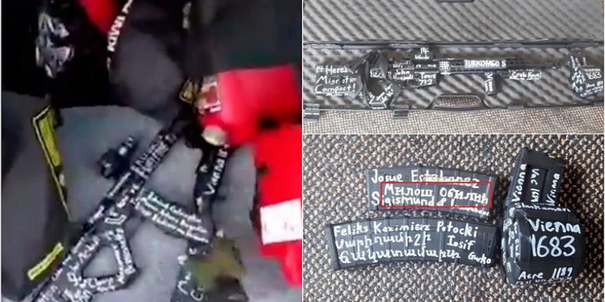 Teröristin silahındaki tarihi figürler dikkati çekti