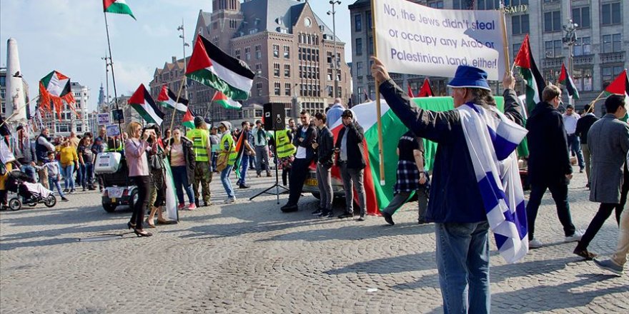 Hollanda'daki Filistin gösterisinde İsrail taraftarlarından provokasyon