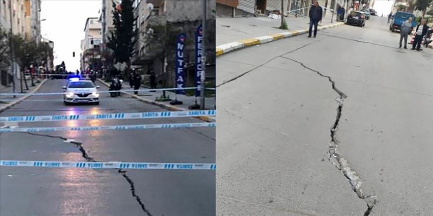Esenyurt'ta yolda ve bir binada çatlaklar oluştu