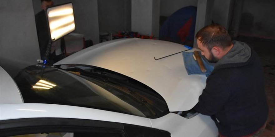 Ordu'da dolunun zarar verdiği araçların tamirinde yoğunluk