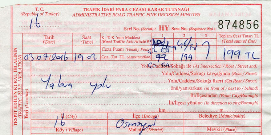 Mesajla ve e-posta ile trafik cezası gelmez