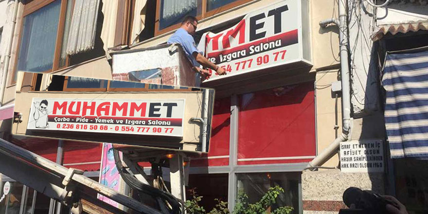 Peygamberimize (asm) saygısızlık tabelası söküldü