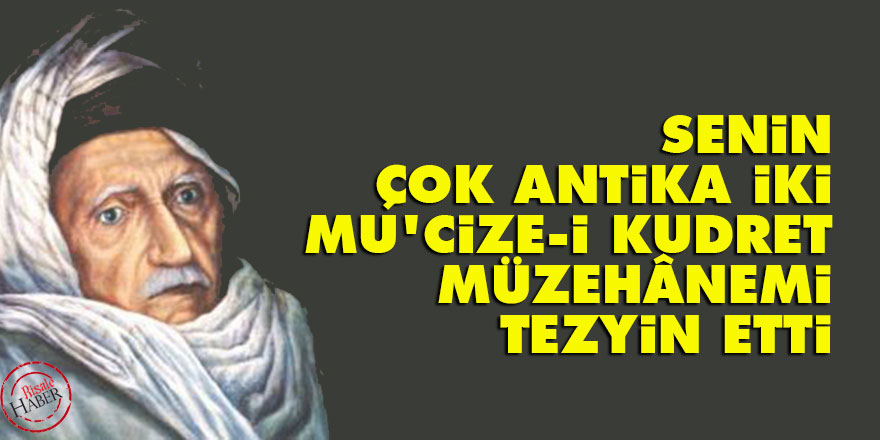 Senin çok antika iki mu'cize-i kudret, müzehânemi tezyin etti
