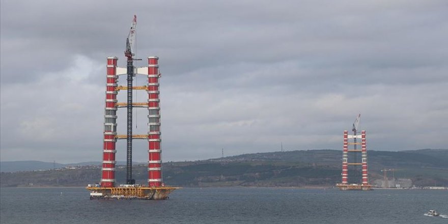 1915 Çanakkale Köprüsü'nün ayakları yükseliyor