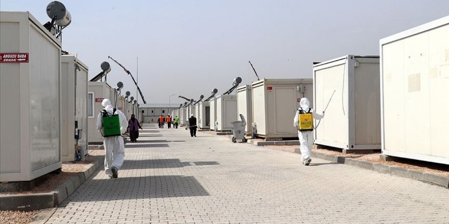 Konteyner kentte yaşayan depremzedeler için koronavirüs tedbiri