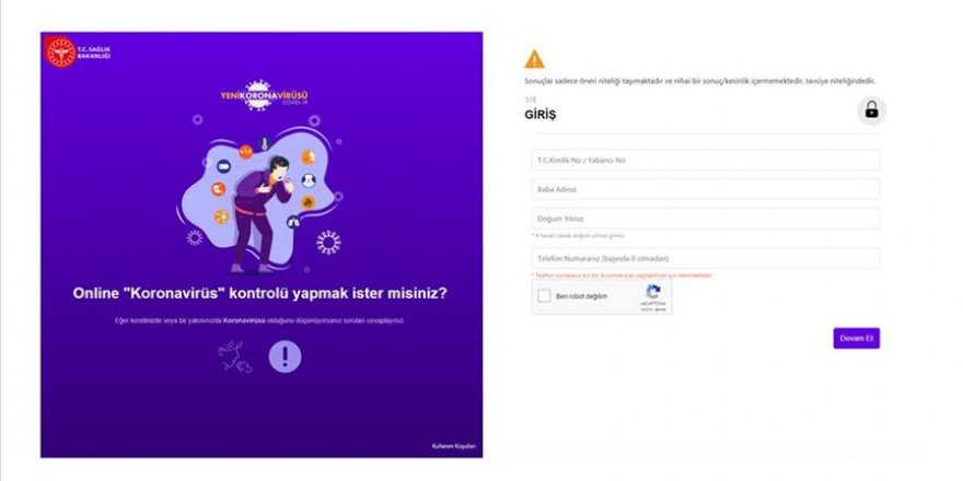 Online koronavirüs kontrolü yapmak ister misiniz?