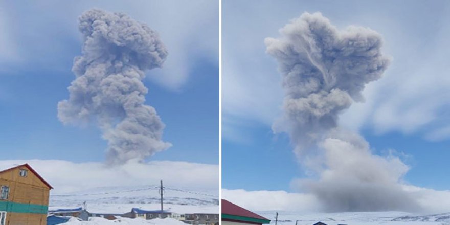 Rusya’da Ebeko yanardağında patlama sonrası kül yağmuru yağdırıldı